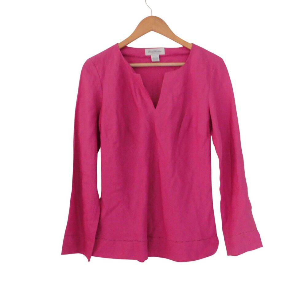 Brooks Brothers Womens Irish Linen Tunic Top Blouse Long Sleeve Pink Size‎ 6